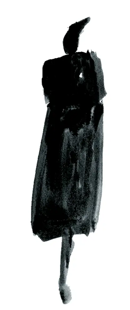 Abstract silhouette of a figure in black