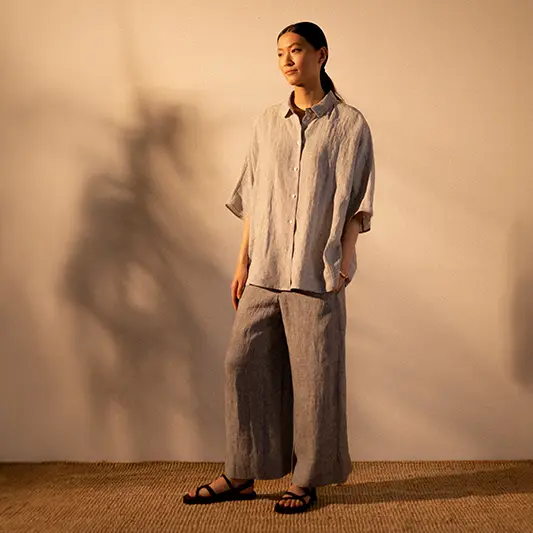 Person wearing casual linen outfit